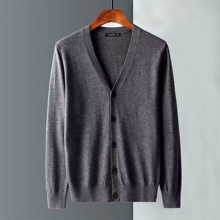 Men's Elegant Knit Jacket with V-Neck and Button Closure Mune Fashion