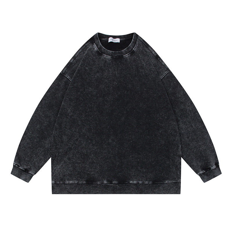 Unisex Oversize Mineralwash Round Neck Sweatshirt with Raglan Sleeves and Ribbed Cuffs Mune Fashion