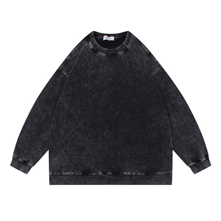 Unisex Oversize Mineralwash Round Neck Sweatshirt with Raglan Sleeves and Ribbed Cuffs Mune Fashion
