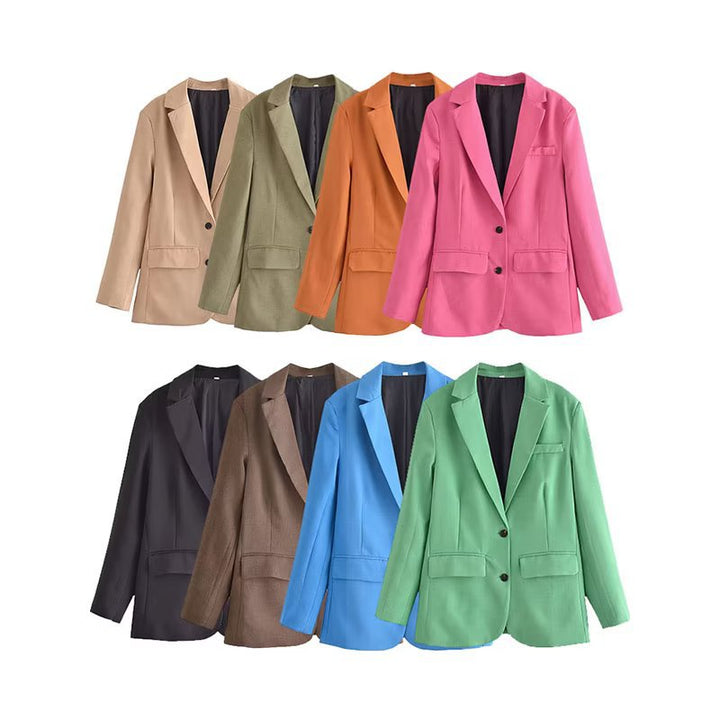 Women nan lighter unstructured long blazer with falling lapel and patch pockets Mune Fashion
