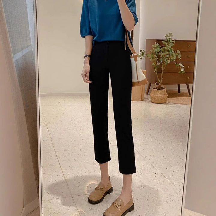 Women Figure-Hugging Fabric Trousers Mune Fashion