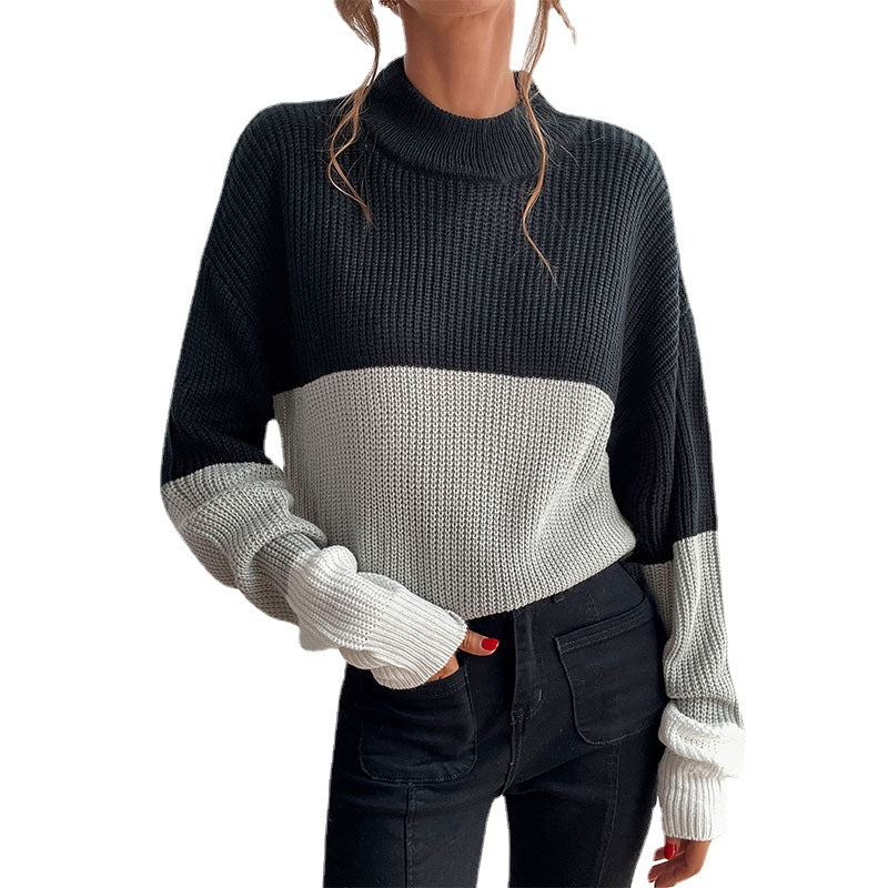 Women's Oversize Textured Knit Sweater with Ribbed Round Neckline and Dropped Shoulder Mune Fashion