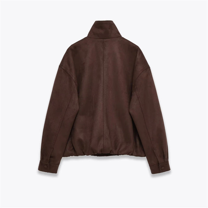 Men's velour imitation blouson with high stand-up collar, concealed zip and elastic hem Mune Fashion