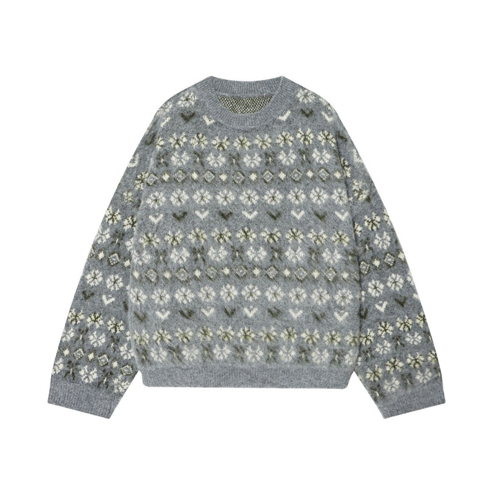 Women's patterned Norwegian sweater made of soft knit yarn with round neckline Mune Fashion