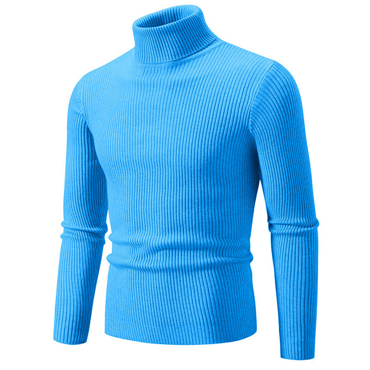 Men's narrow ribbed knit turtleneck sweater made of cotton mix with stretch Mune Fashion