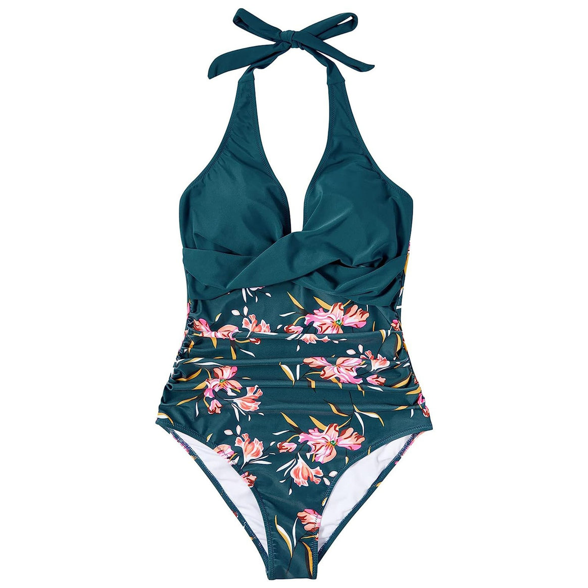 Women's one-piece swimsuit with floral wrap design and adjustable straps Mune Fashion