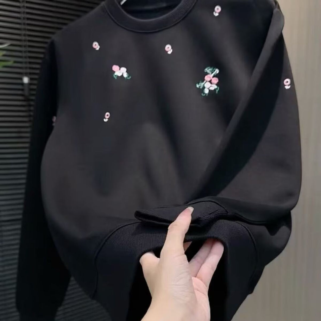 Women Elegant Oversized Sweater with Floral Embroidery Design Mune Fashion