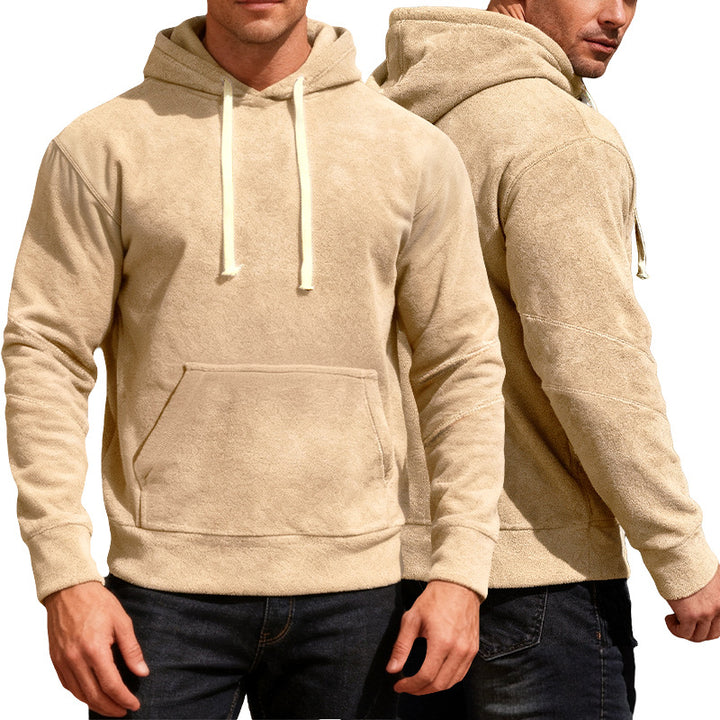 Men's nan velvety hoodie with seam details, kangaroo pocket and contrast cord Mune Fashion