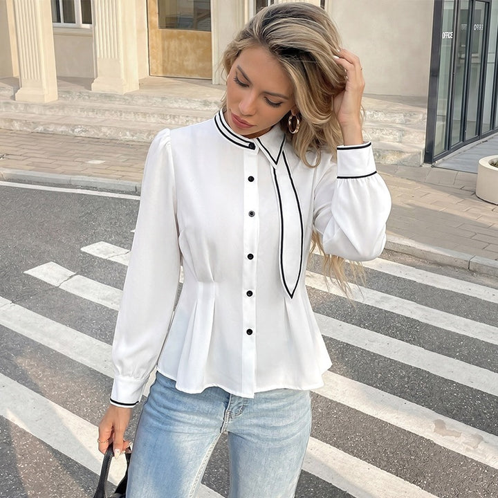 Women's Elegant Blouse with Contrast Details Mune Fashion
