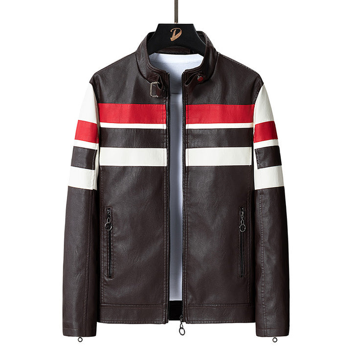 Men's sporty leather jacket in biker style Mune Fashion
