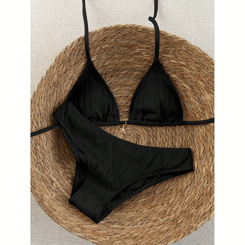 Women Triangle Bikini with fine ribbed design Mune Fashion