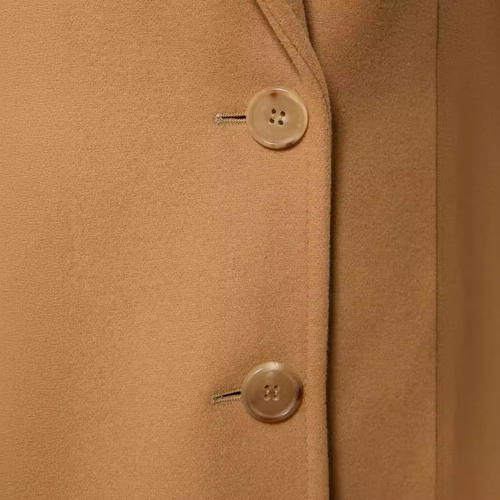 Women Cape-inspired Maxi long coat made of wool blend with narrow lapel Mune Fashion