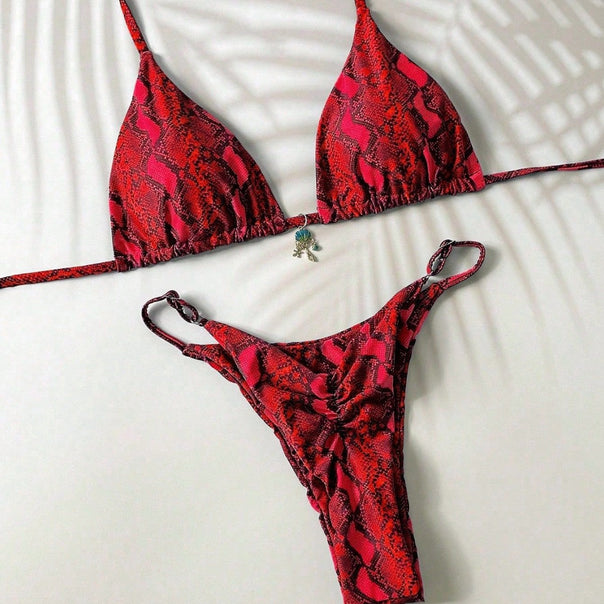 Ladies triangle bikini with snake motif Mune Fashion