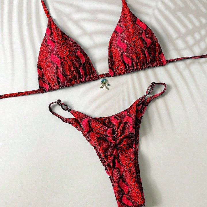 Ladies triangle bikini with snake motif Mune Fashion