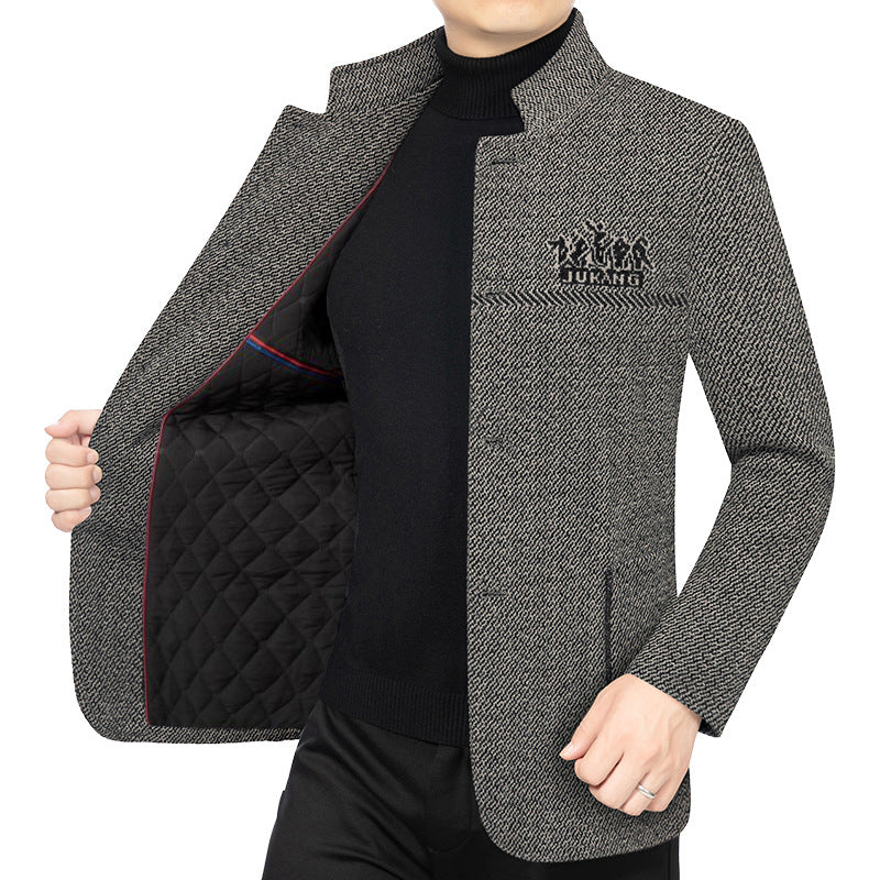 Men's wool coat with teddy lining, stand-up collar and slim silhouette Mune Fashion