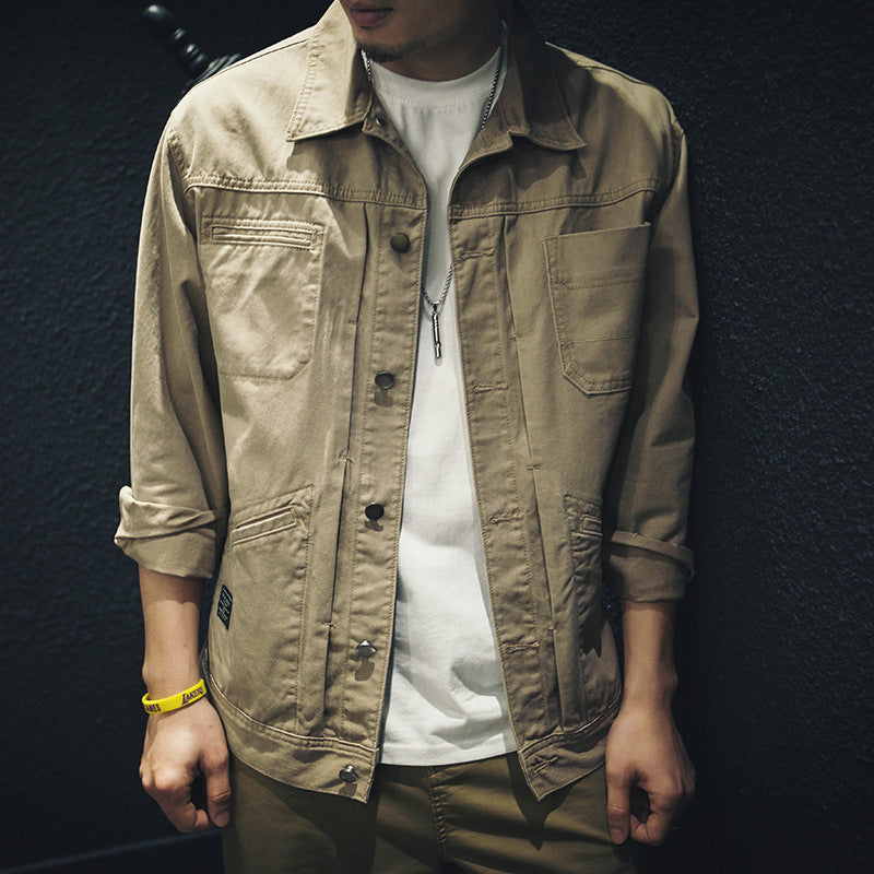Men's utility shirt jacket made of canvas with patch pockets and continuous button placket Mune Fashion