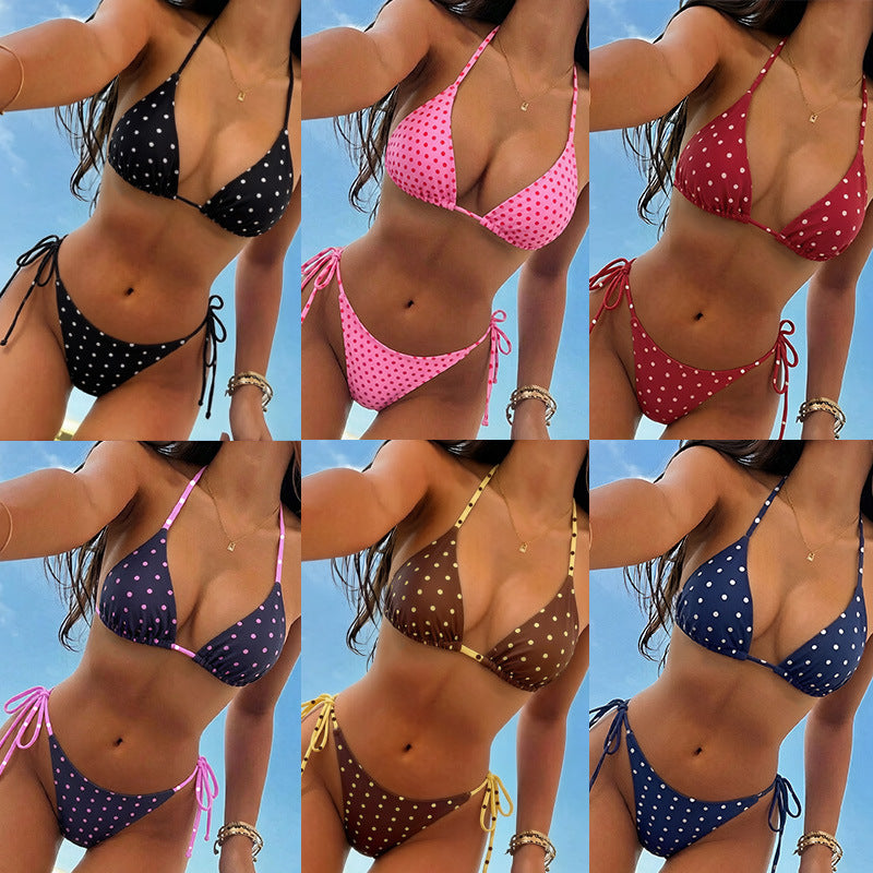 Ladies Polka-Dots Bikini with adjustable ties Mune Fashion