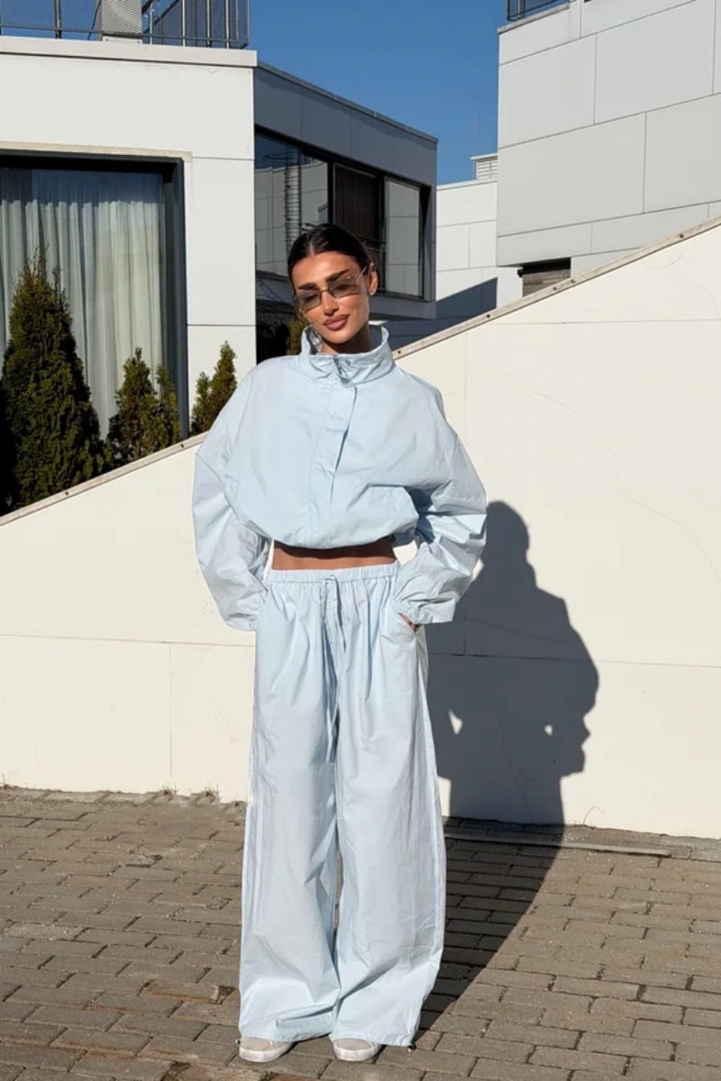 Women’s casual two-piece set made of flowing fabric with wide leg Mune Fashion