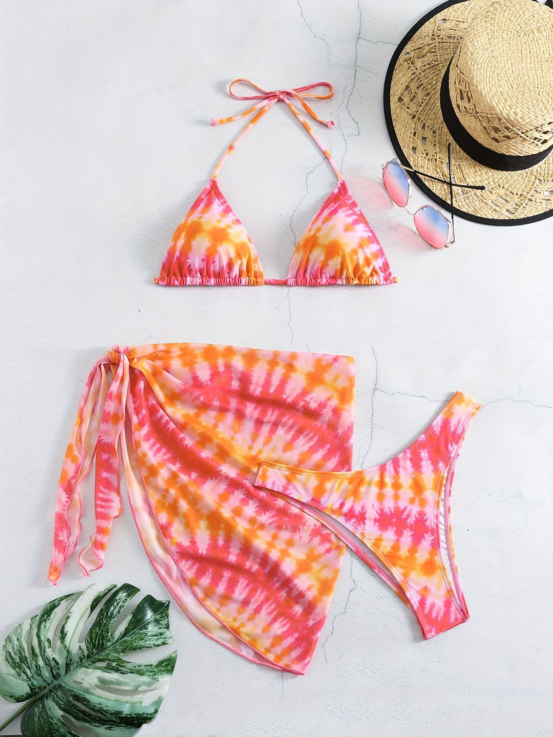 Women Triangle Bikini Set with Wrap Skirt Mune Fashion