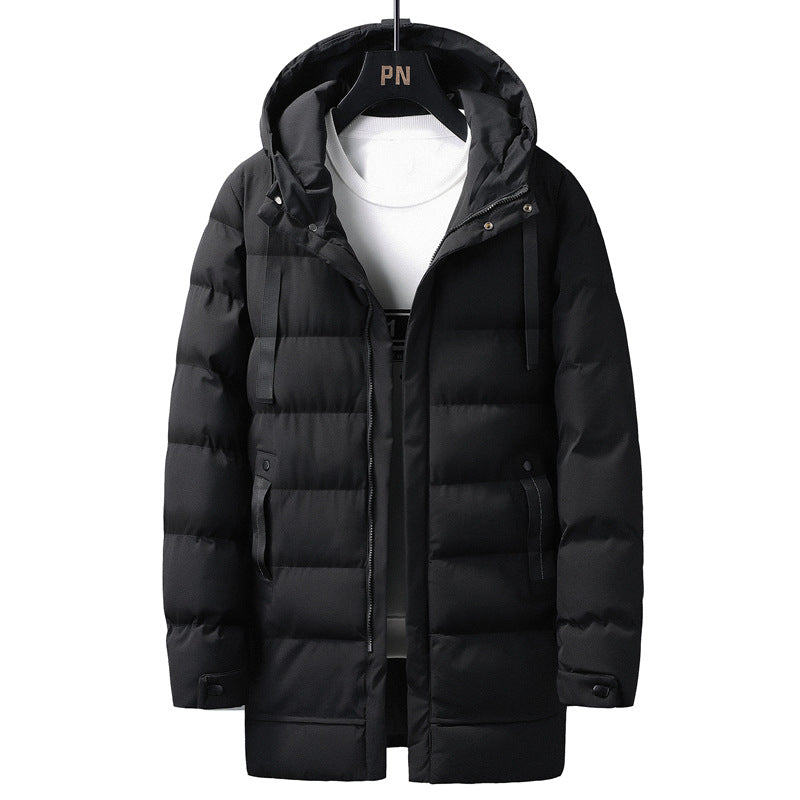 Men's Long Quilted Thermal Parka with Hood, Zipper & Utility Pockets Mune Fashion
