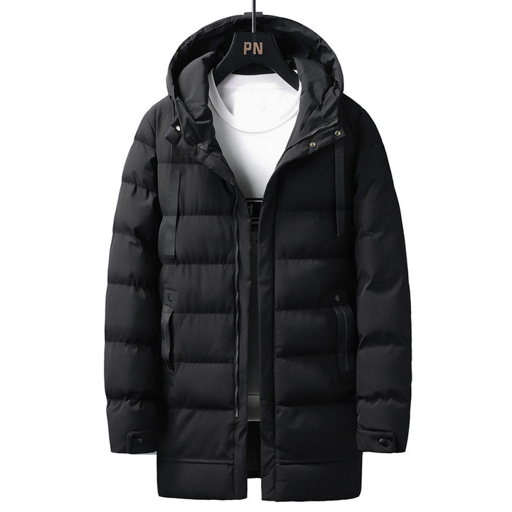 Men's Long Quilted Thermal Parka with Hood, Zipper & Utility Pockets Mune Fashion