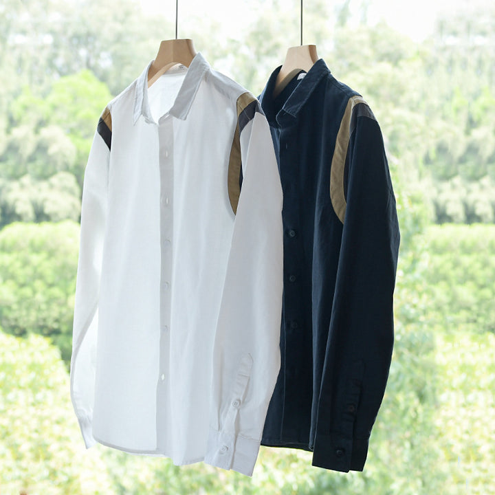 Men's shirt jacket in layered look with contrasting shoulder yoke Mune Fashion