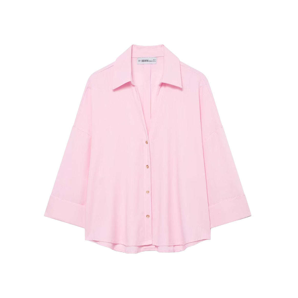 Women Oversized Shirt Blouse with Boxy Silhouette, Wide Kimono Sleeves and Rounded Hem Mune Fashion