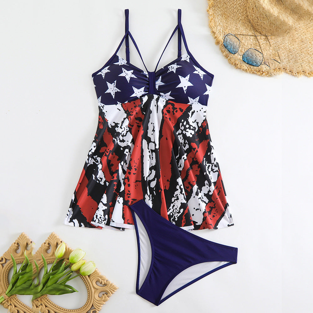 Women's flowing swimsuit with adjustable straps and decorative pattern Mune Fashion