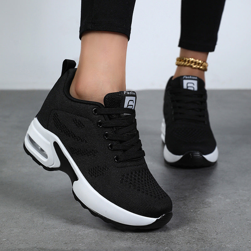 Women's nan aerobic and everyday sneakers with shock-absorbing air cushion zone, elastic knit upper and ergonomic footbed Mune Fashion