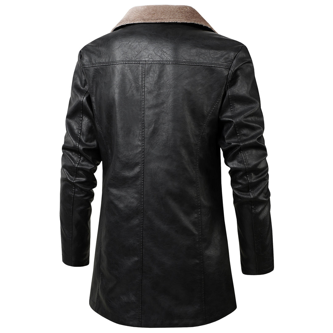 Men's Elegant Faux Leather Jacket with Fleece Lining Mune Fashion