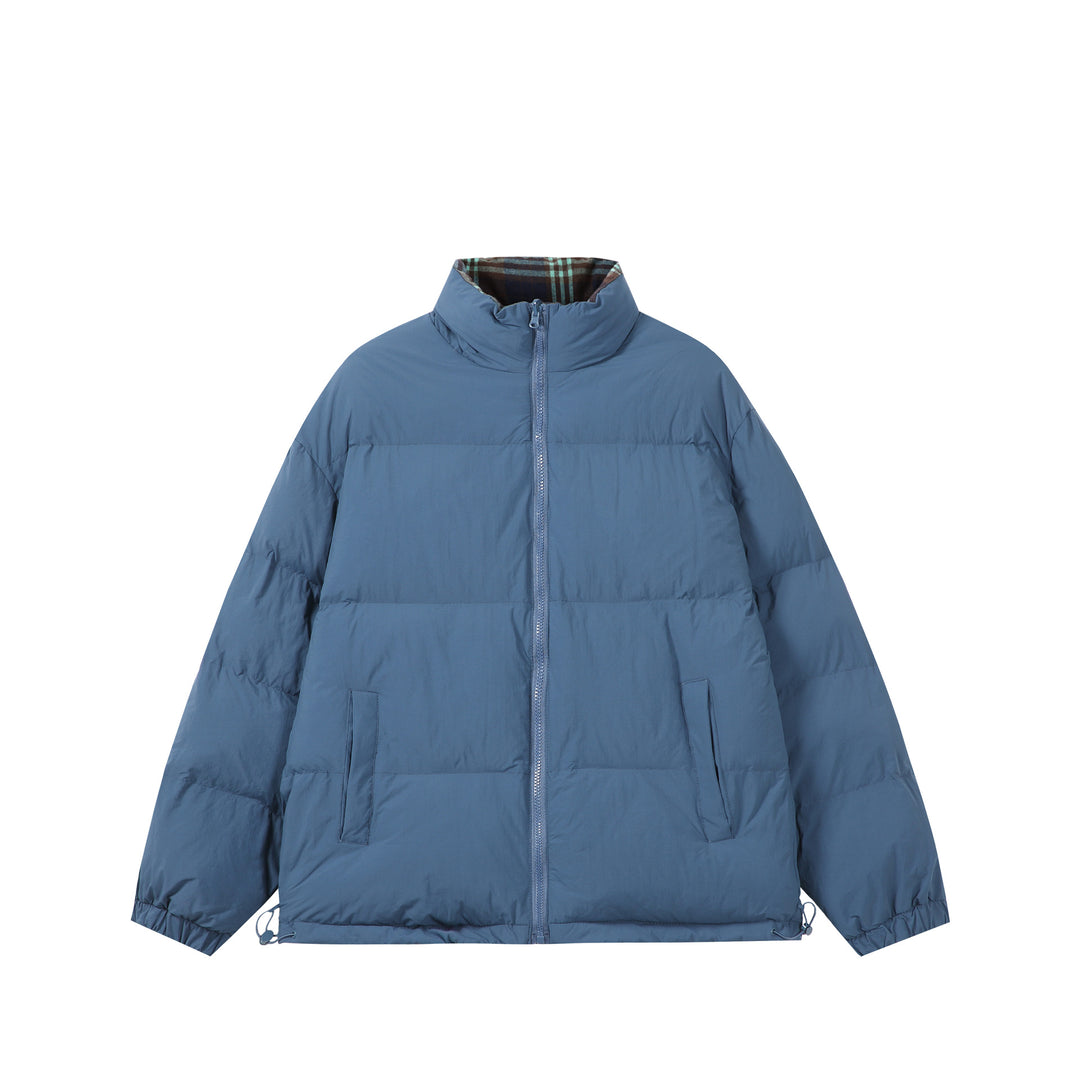 Unisex Boxy-Short Parka with quilted insulation, drawstring hem and plaid lined collar Mune Fashion