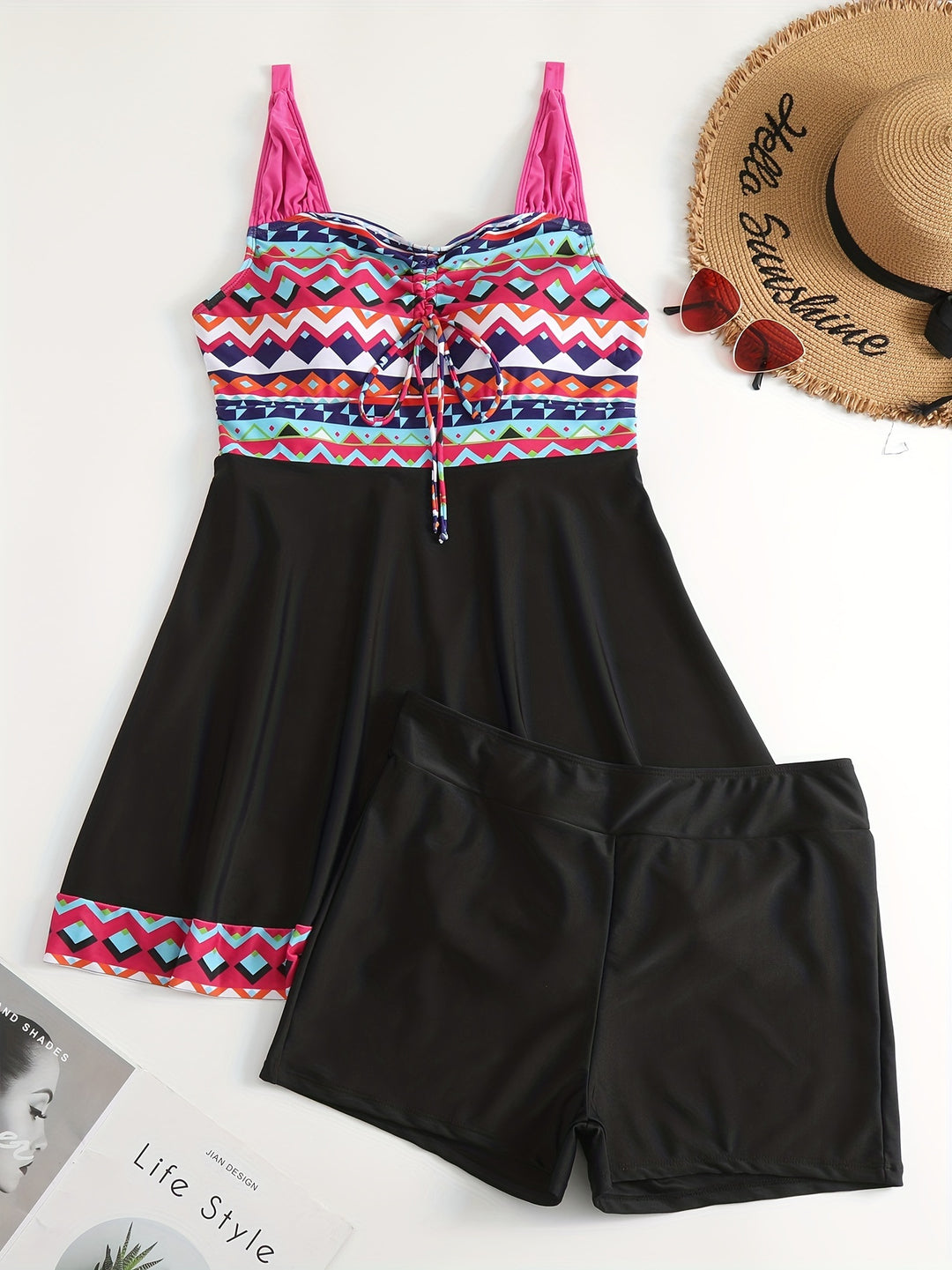 Ladies sporty swimsuit set with trendy top and shorts Mune Fashion