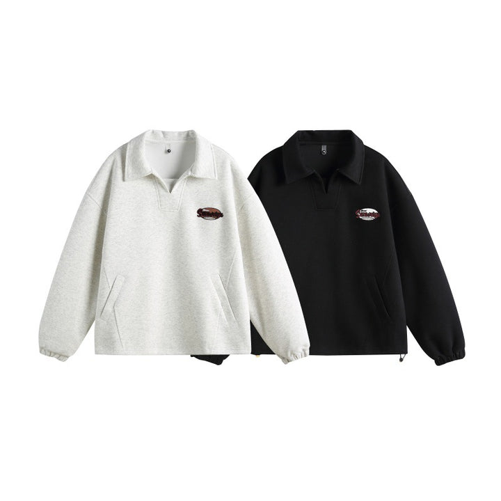 Unisex Casual Polo Sweatshirt with open Kent collar, Oversized cut and front pockets Mune Fashion