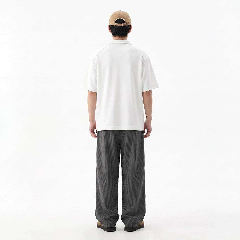 Men's Oversize Half-Zip Polo with Technical Jersey and Extended Back Hem Mune Fashion