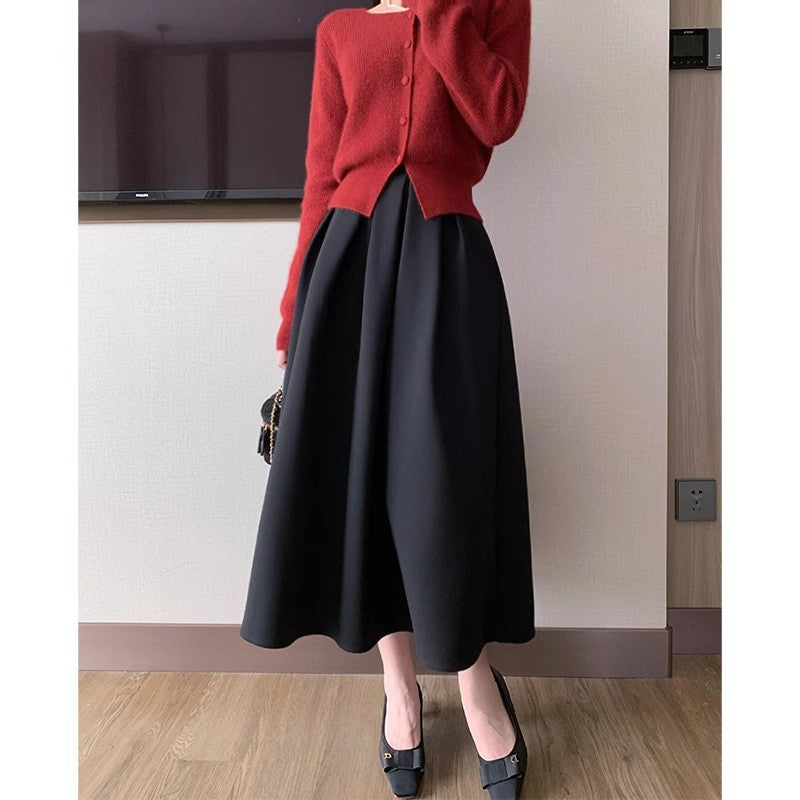 Women Elegant Maxi Skirt with Pleats Mune Fashion