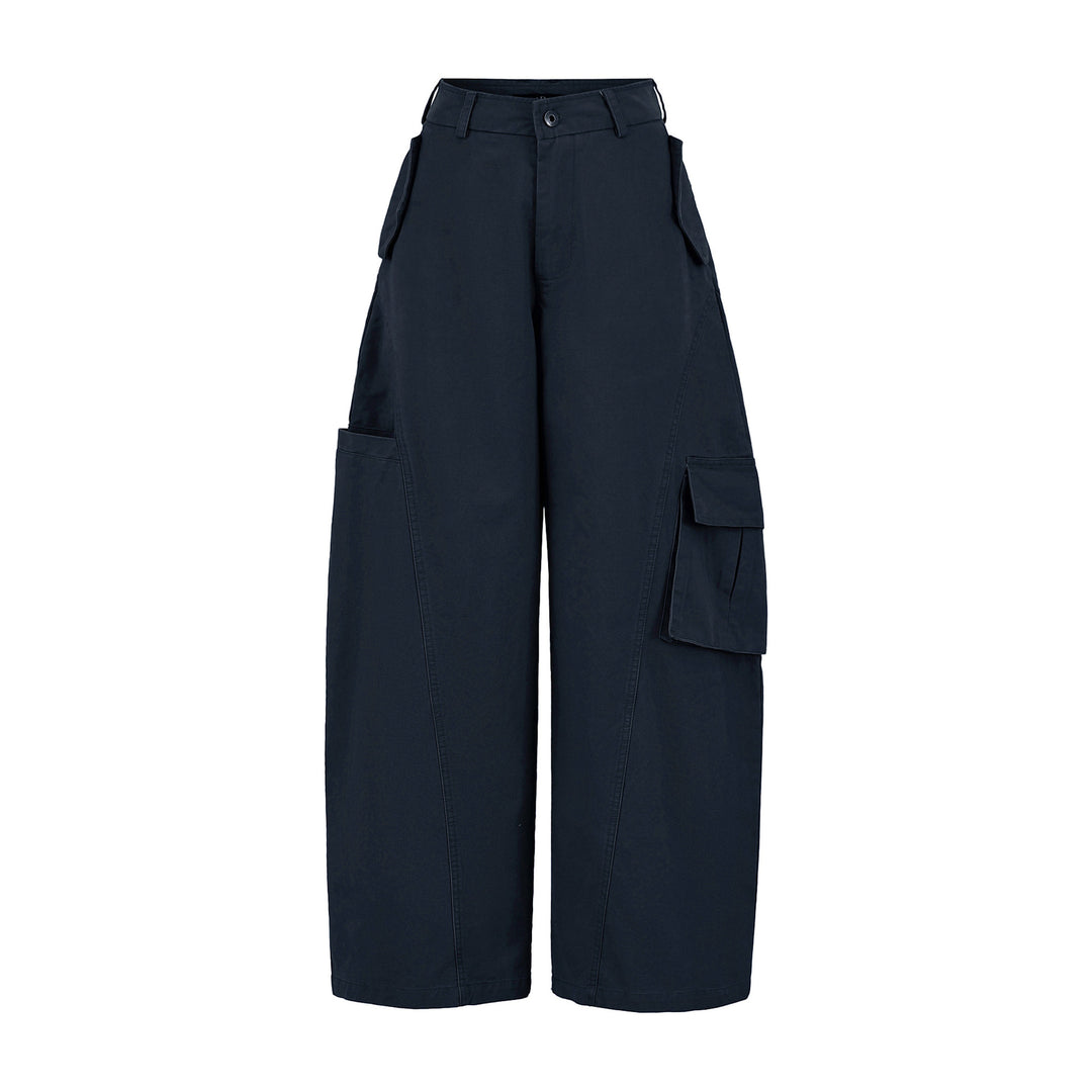 Women's Cropped Cargo Pants with High Waist, Wide Leg, and Flap Pockets Mune Fashion