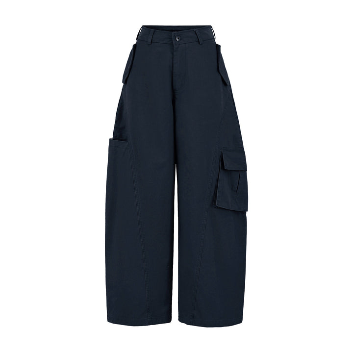 Women's Cropped Cargo Pants with High Waist, Wide Leg, and Flap Pockets Mune Fashion
