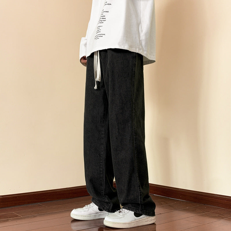 Men Comfortable Denim Pants with Elastic Waistband Mune Fashion