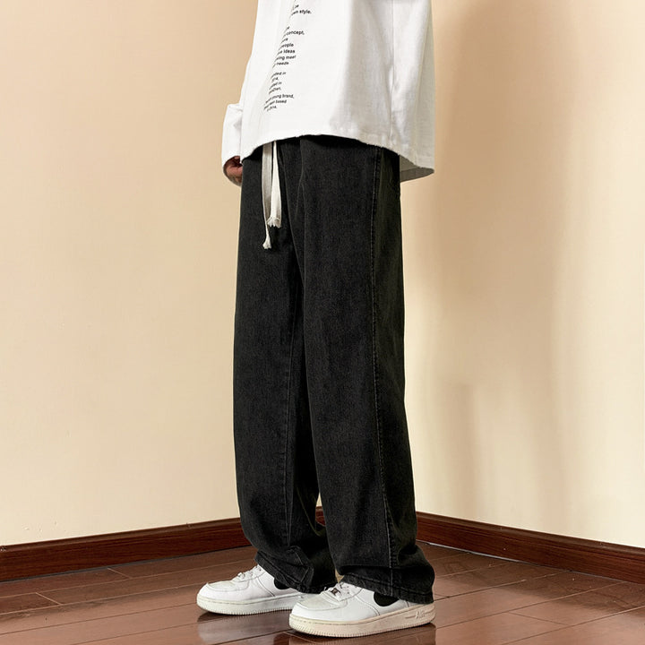 Men Comfortable Denim Pants with Elastic Waistband Mune Fashion