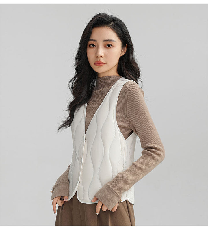 Women Long Quilted Thermal Vest with Ergonomic Wave Quilting Mune Fashion