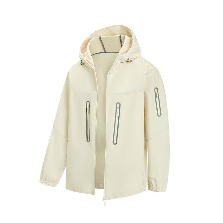 Men's Packable Technical Softshell Jacket with Hood, Taped Zippers and Chest Pockets Mune Fashion