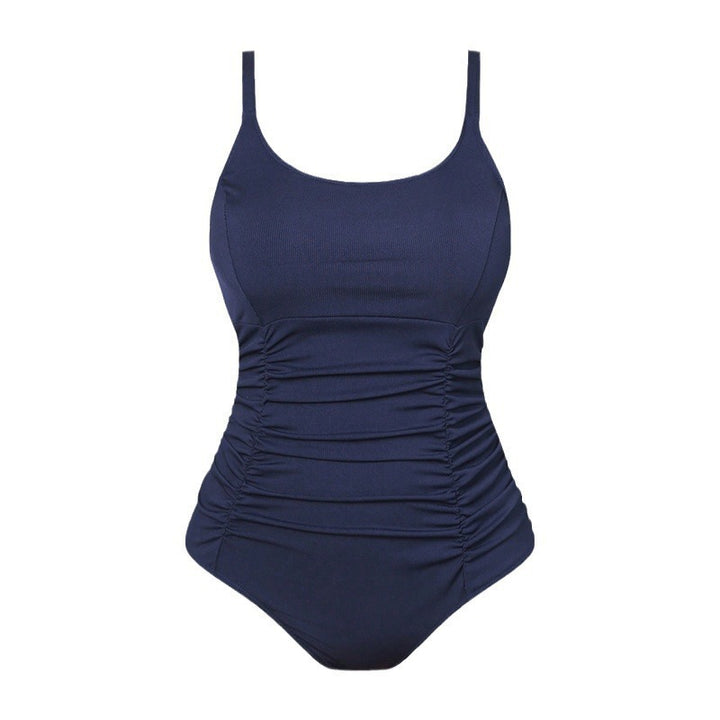 Women's High-Waisted One-Piece Swimsuit with Gathering Mune Fashion
