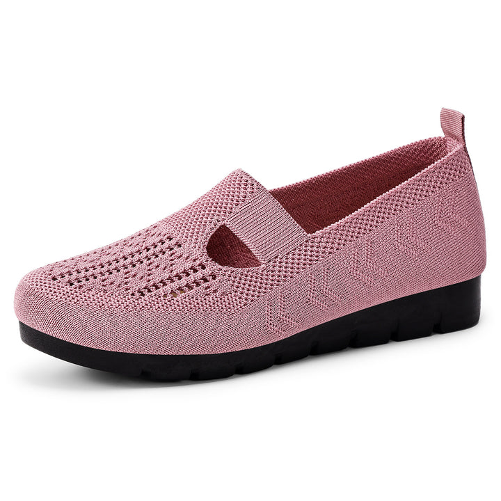 Women's breathable knitted Mary-Jane slipper with elastic strap and non-slip wedge sole Mune Fashion