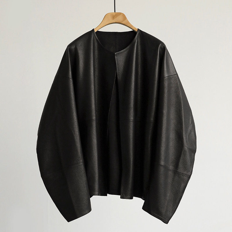 Women Oversized Leather Jacket Mune Fashion