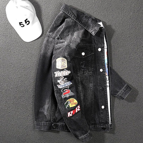 Men's Fashion Jeans Jacket with Creative Patches Mune Fashion