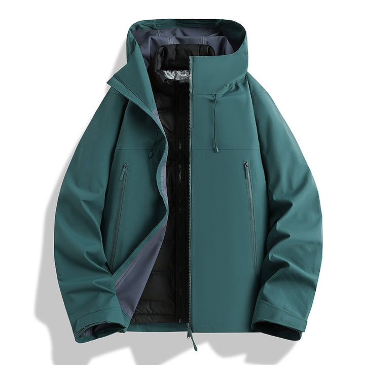 Men's Waterproof Softshell Outdoor Jacket with Adjustable Hood and Breathable Membrane Mune Fashion