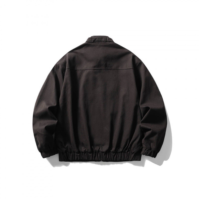 Men's short blazer in a minimalist worker look made of heavy canvas with stand-up collar Mune Fashion