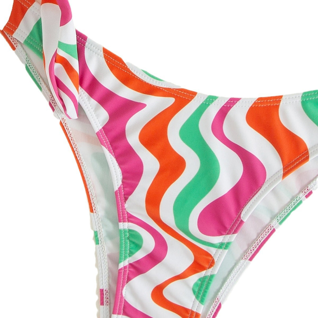 Women asymmetrical bikini set with colorful wave pattern Mune Fashion