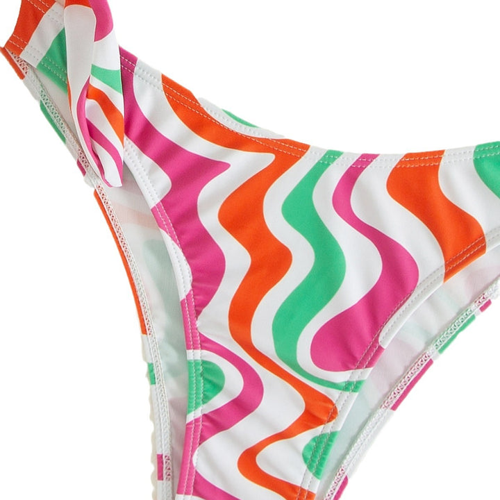 Women asymmetrical bikini set with colorful wave pattern Mune Fashion