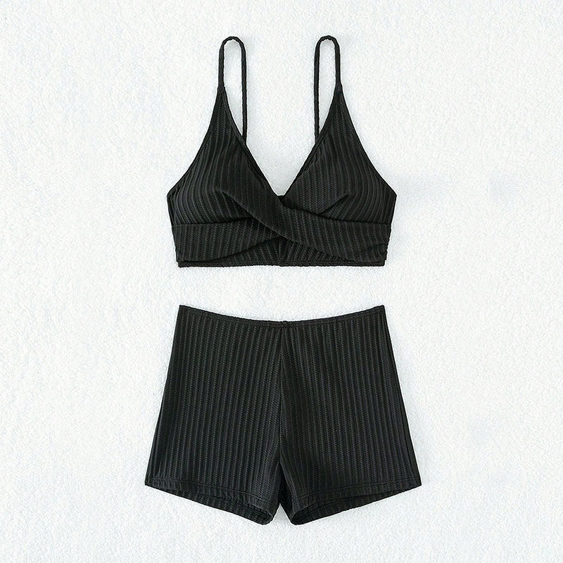 Women High-Quality Two-Piece Bikini Set with Wave Pattern Mune Fashion